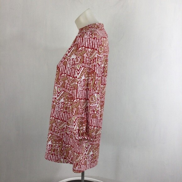 Jude Connally Womens Kerry Nylon Blend Geo Print 3/4 Sleeve V-Neck Tunic Top S - Picture 5 of 9